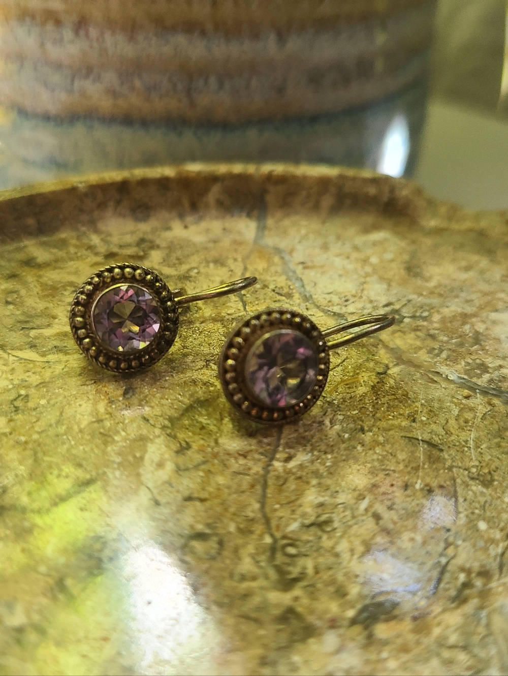 Sterling Silver 925 hook Amethyst ? Earrings